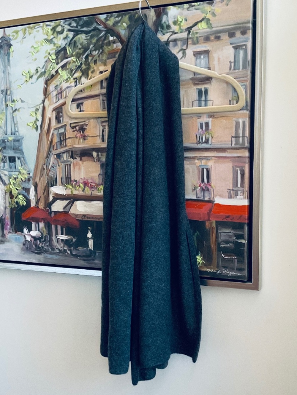 NWOT Lusso New York 100% Cashmere Travel Wrap Shawl Scarf Dark Grey